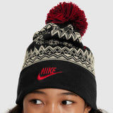 Nike Peak Fair Isle Black/University Red Pom Beanie