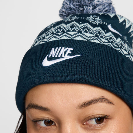 Nike Peak Fair Isle Armory Navy/White/Glacier Blue Pom Beanie