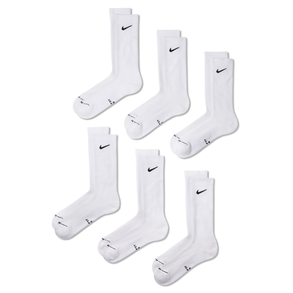 Nike Everyday Elevated 6 Pack White Crew Socks HQ8021-901