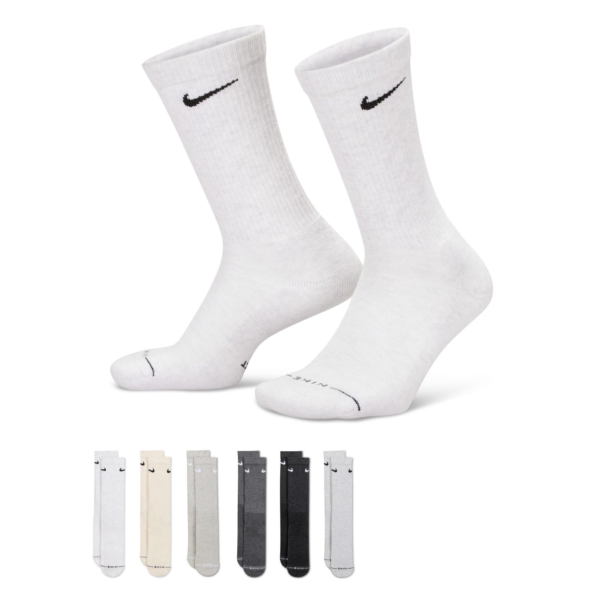 Nike Everyday Elevated Multicolor Neutrals 6-Pack Crew Socks (HQ8021-904)