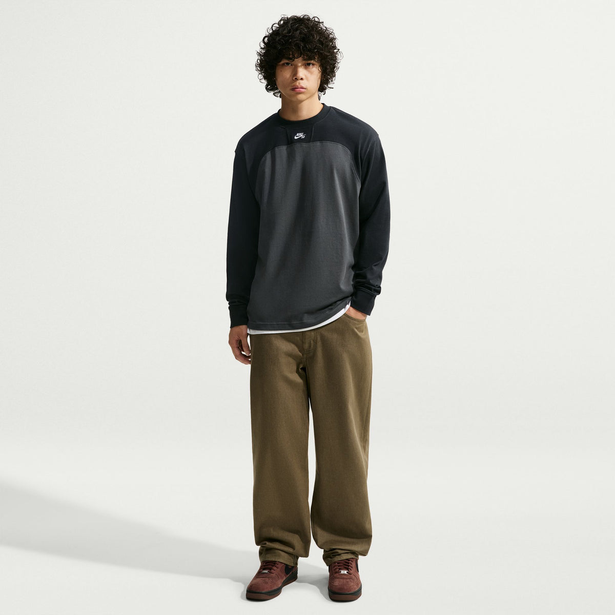 Nike Sb Airmail Anthracite Black White L/s Shirt