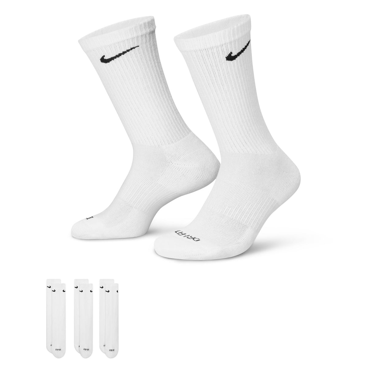 Nike Everyday Plus Cushioned White/Black 3 Pack Crew Socks