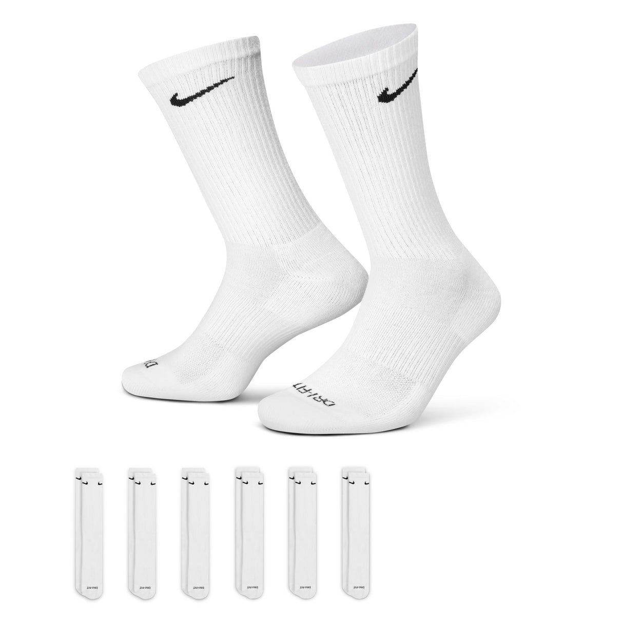 Nike Everyday Plus Cushioned White/Black 6 Pack Crew Socks