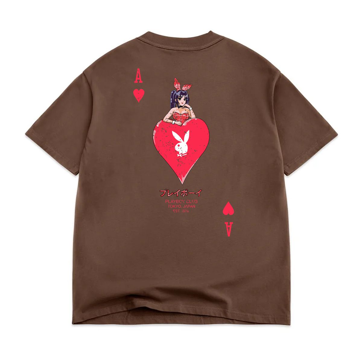 Color Bars x Playboy Ace of Hearts Distressed Chocolate S/s Shirt