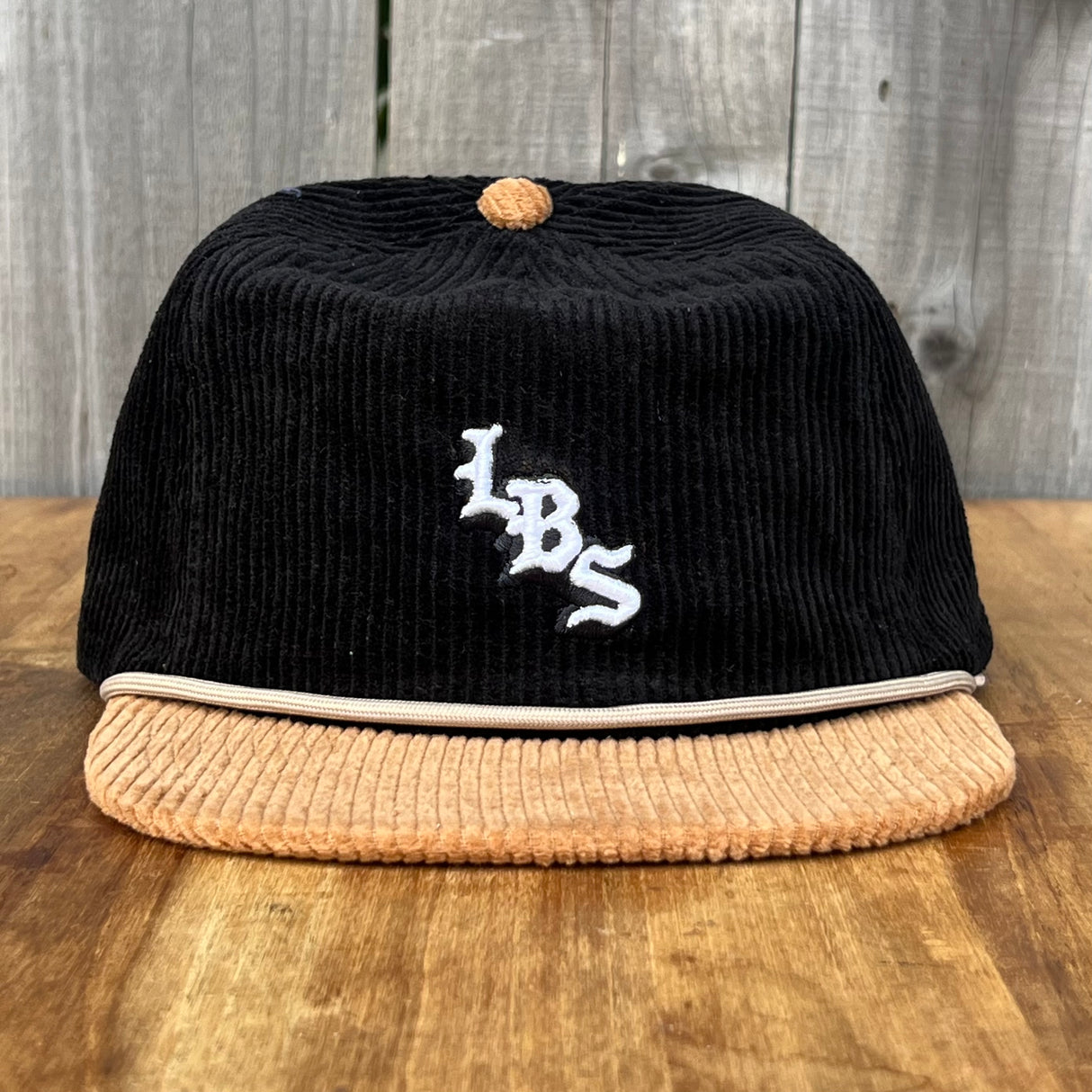 Long Beach Skate LBS Long Side Corduroy Rope Black Brown Snapback Hat