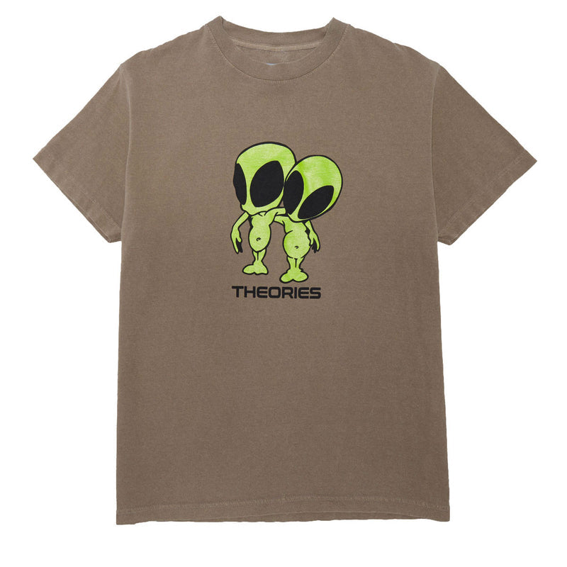 Theories Twins Garment Dyed Faded Brown Tee S/s Shirt