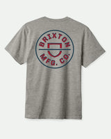 Brixton Crest II Heather Grey/Navy/Dark Red S/s Shirt