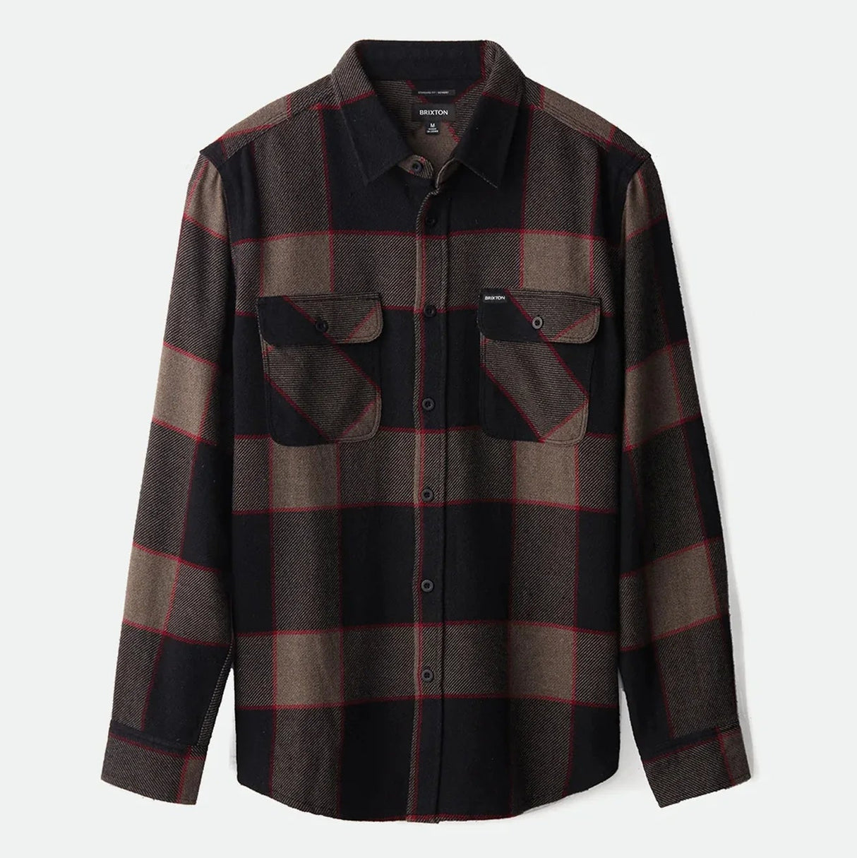 Brixton Bowery Heather Grey Charcoal L/s Flannel Shirt