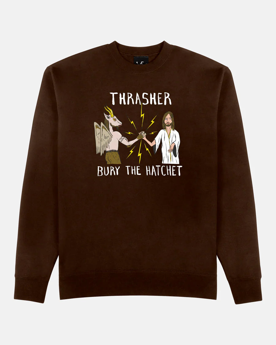 Thrasher X Toy Machine B.T.H. Bury The Hatchet Dark Chocolate Crewneck Sweater