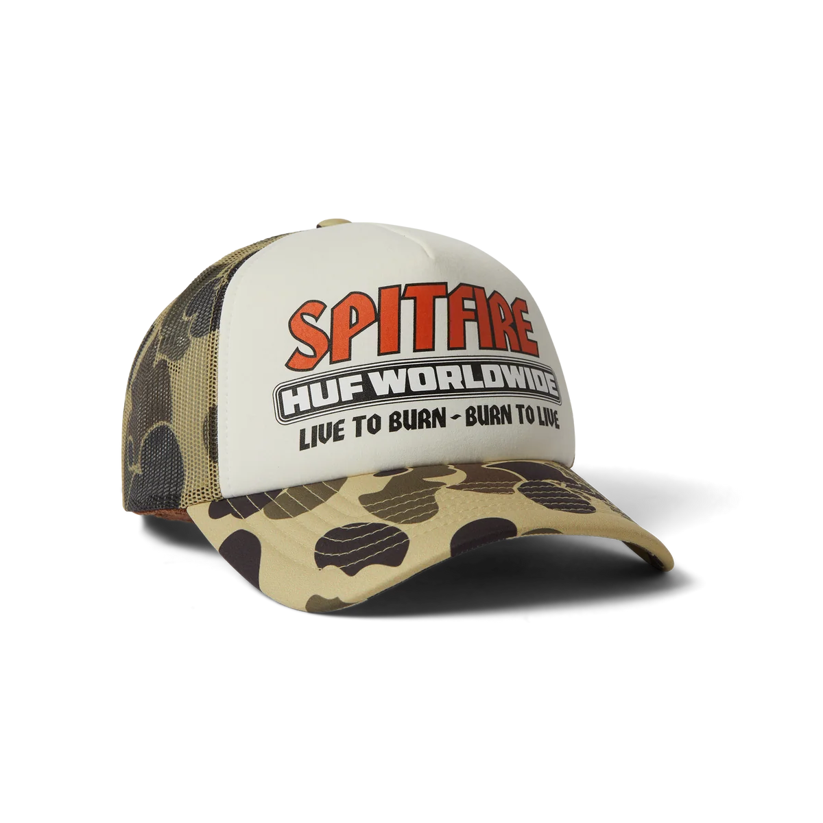 HUF x Spitfire Burn Forever Trucker Camo Snapback Hat