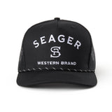Seager Branded Black Trucker Snapback Hat