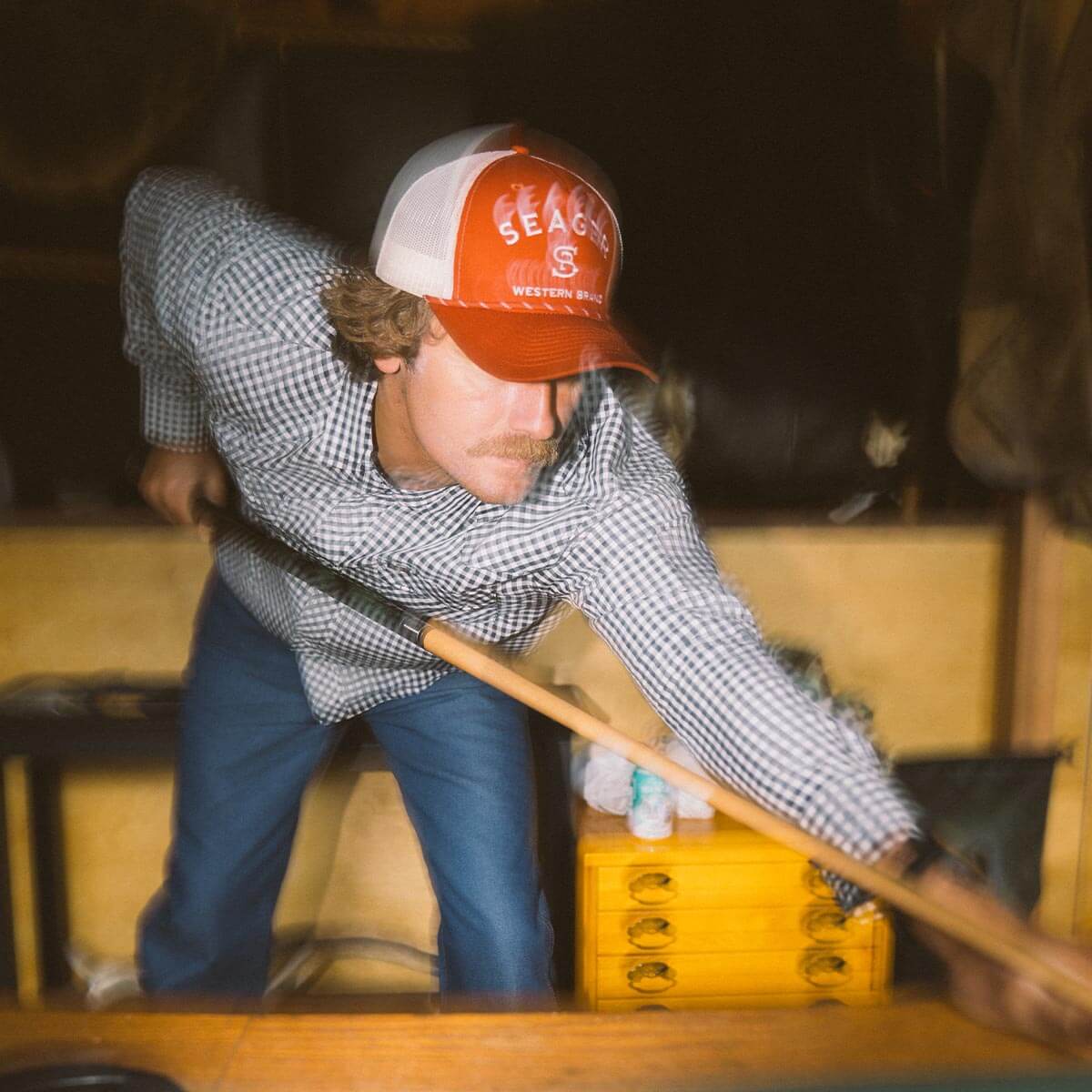 Seager Branded Orange Trucker Snapback Hat