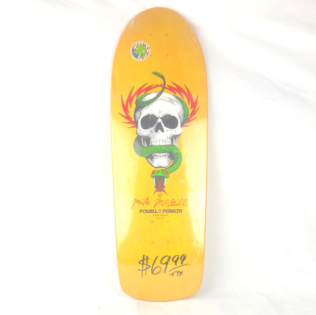 Powell Peralta Mike Mcgill Snake Skull Yellow 10'' Skateboard Deck