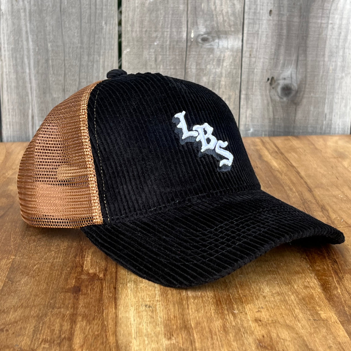 Long Beach Skate LBS Long Side Corduroy Trucker Black Coffee Snapback Hat