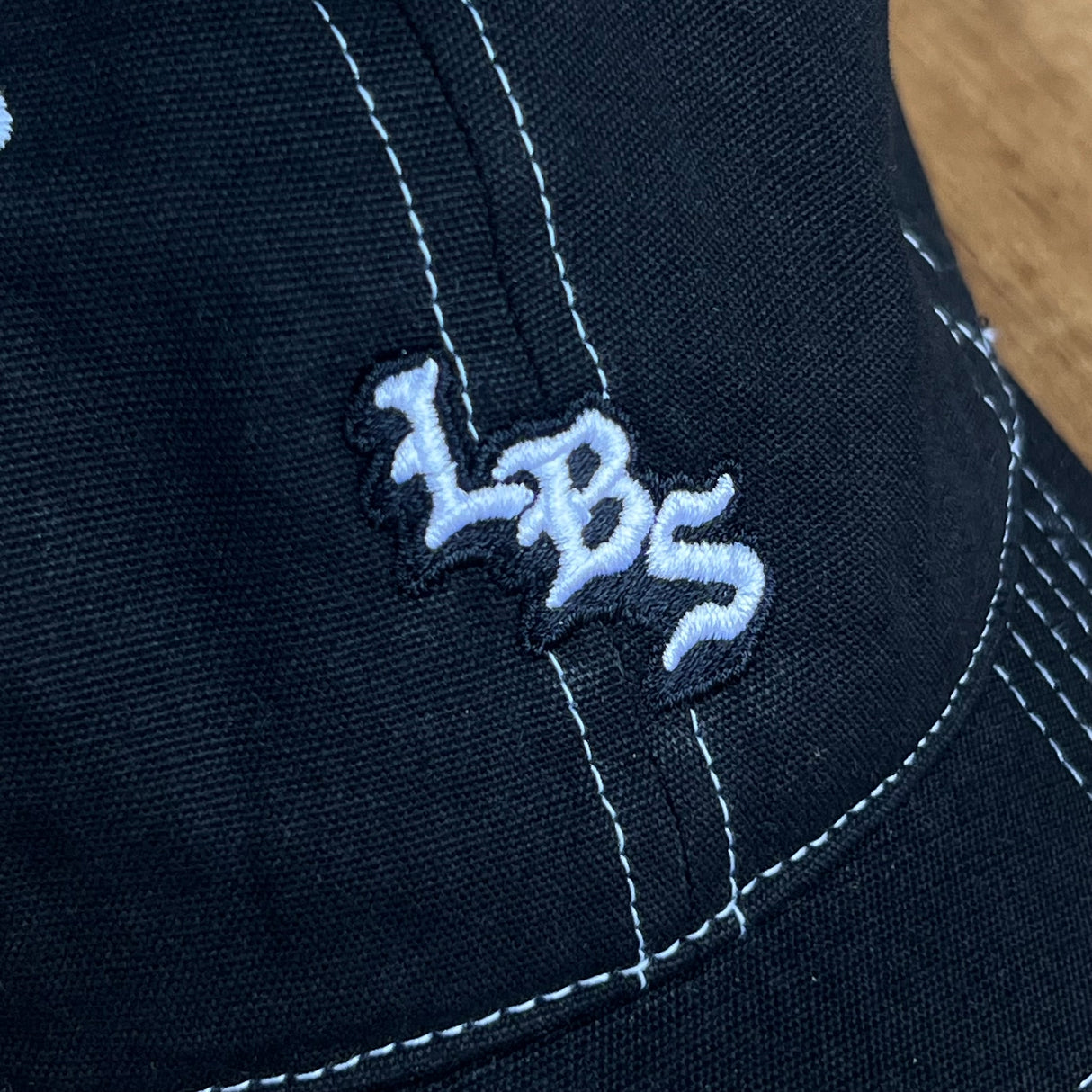Long Beach Skate LBS Long Side Contrast Stitch Black Strapback Hat