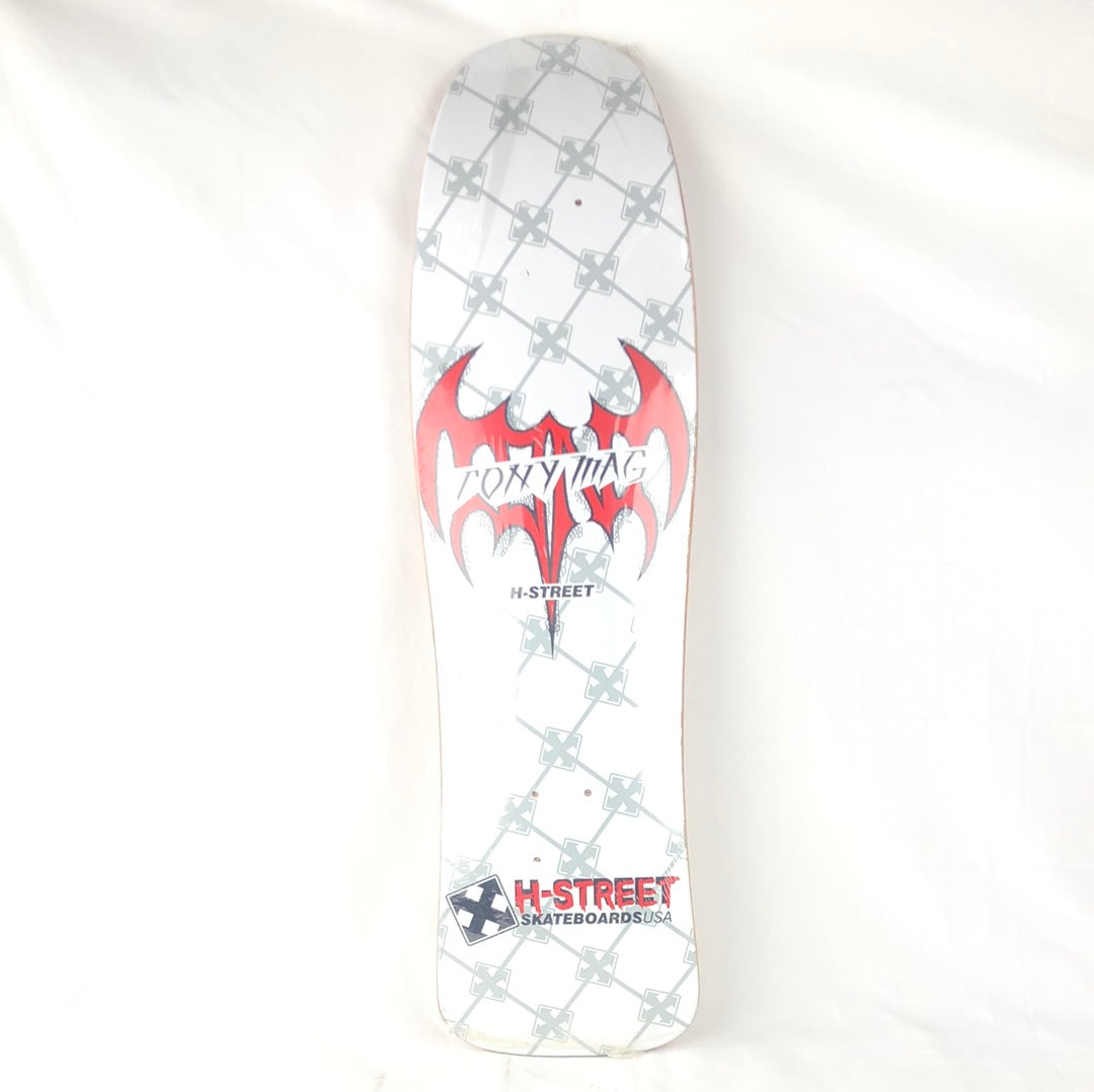 H-Street Tony Mag Bat Logo Park and Pool Series White/Red/Black/Grey Size 8.75 Shaped Skateboard Deck 2009