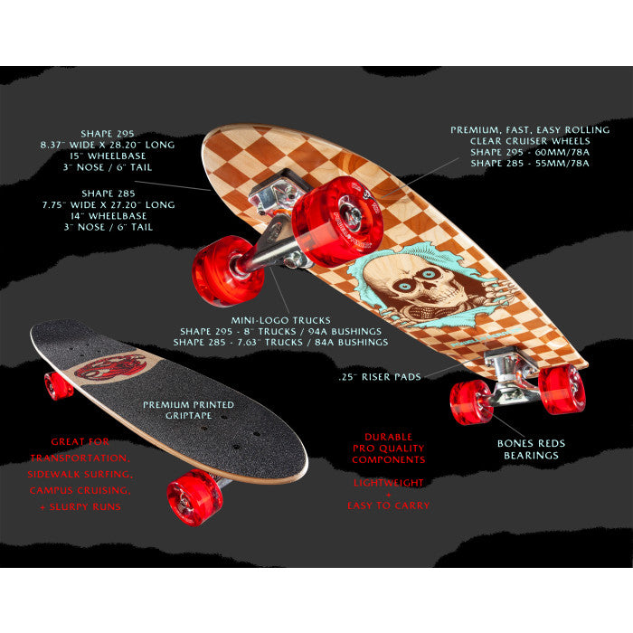 Powell Peralta Cruiser Sidewalk Surfer Quad Stringer 8.37” Skateboard Complete