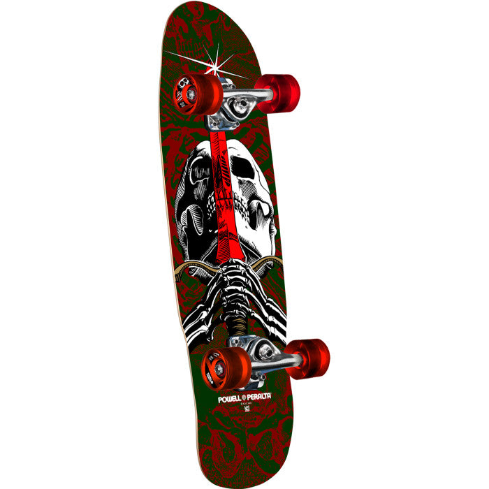 Powell Peralta Classic Cruiser Skull & Sword Green / Red 8.0" x 30" Skateboard Complete