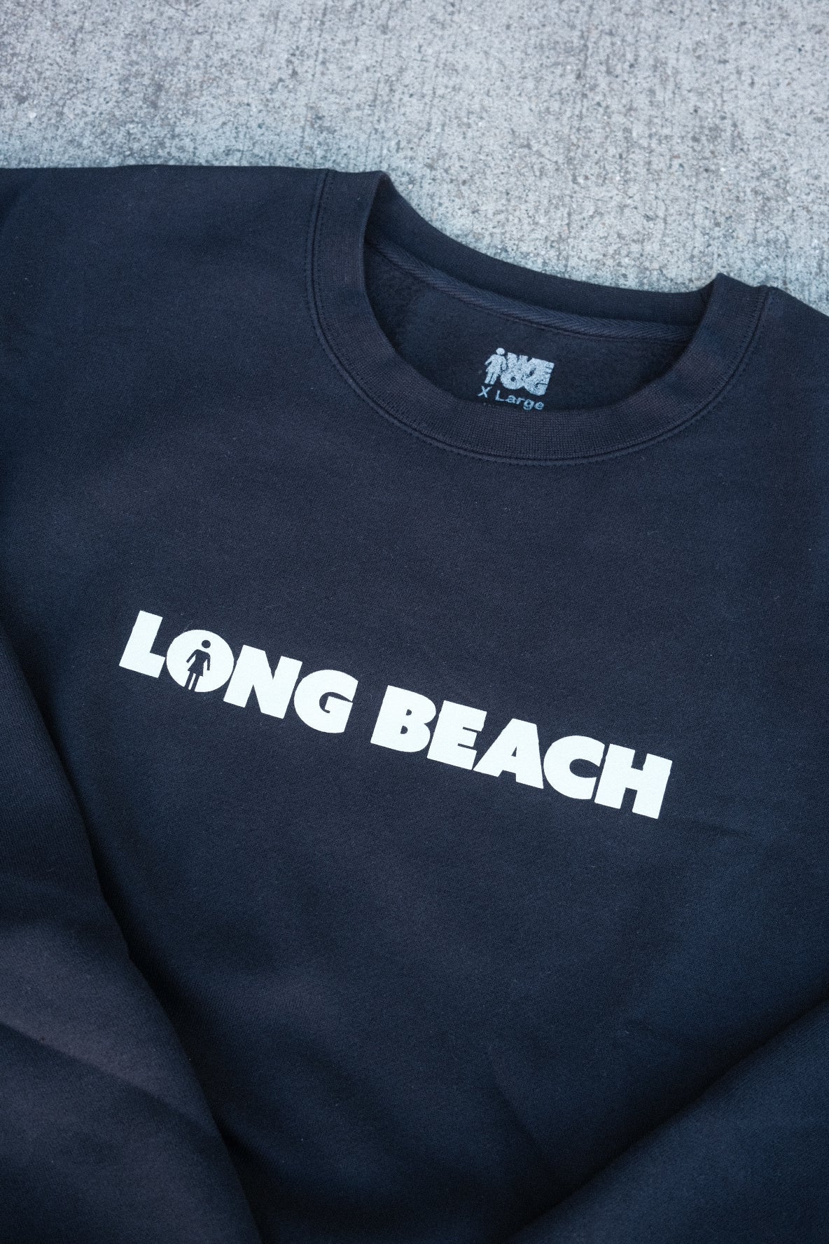 Girl x LB Skate “We OG Long Beach” Navy Crewneck Sweatshirt