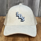 Long Beach Skate LBS Long Side Corduroy Trucker Beige Snapback Hat