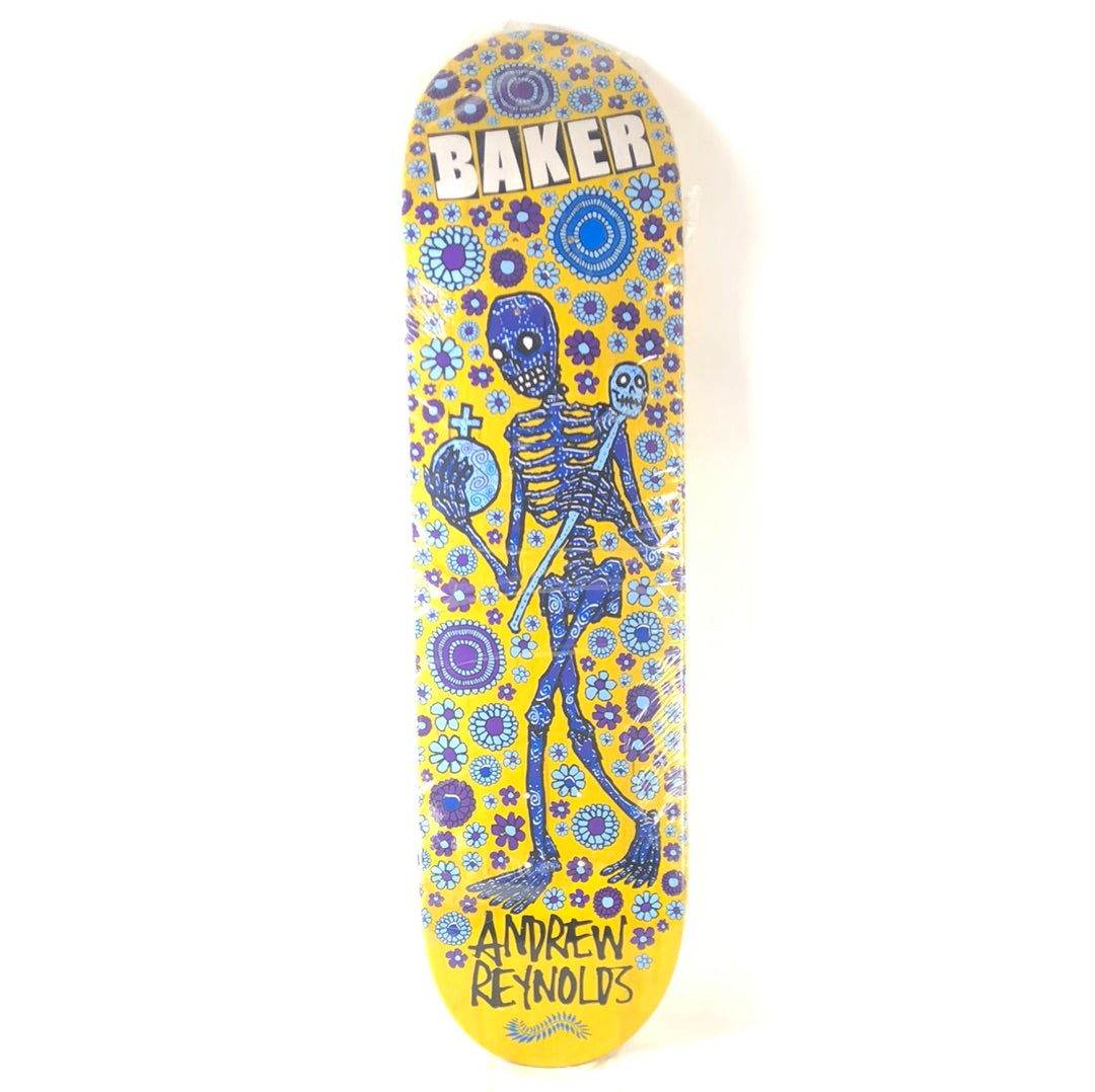 Baker Andrew Reynolds Skeleton Flowers Yellow/Blue 8.4" Skateboard Deck