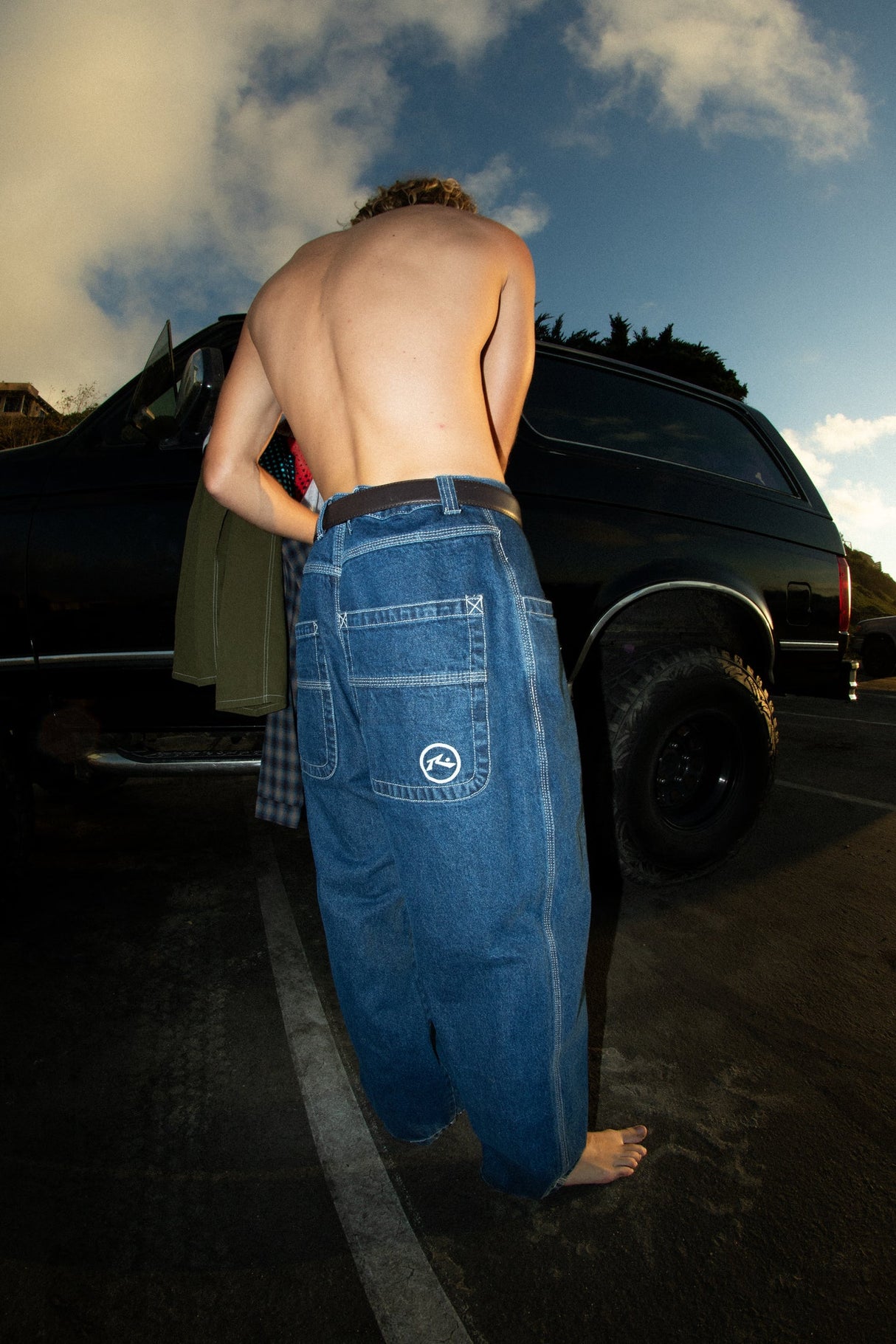 Rusty Flip Daddy Tapeless Baggy Deep Sea Blue Denim Jeans