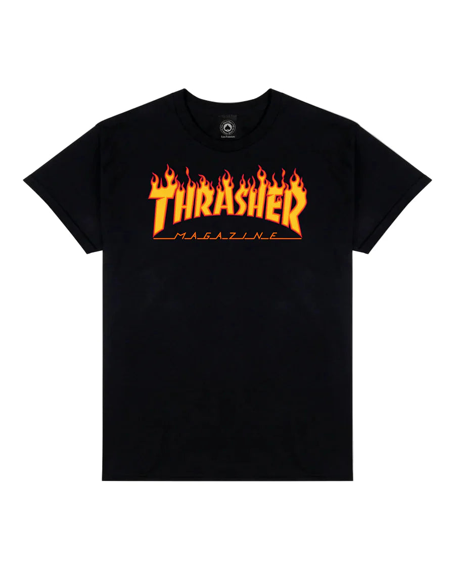 Thrasher Flame Logo Black S/s Shirt