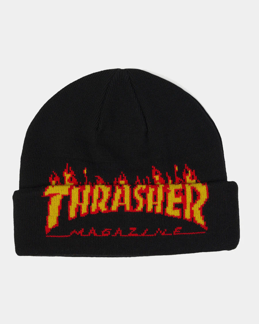 Thrasher Flame Black Fold Beanie