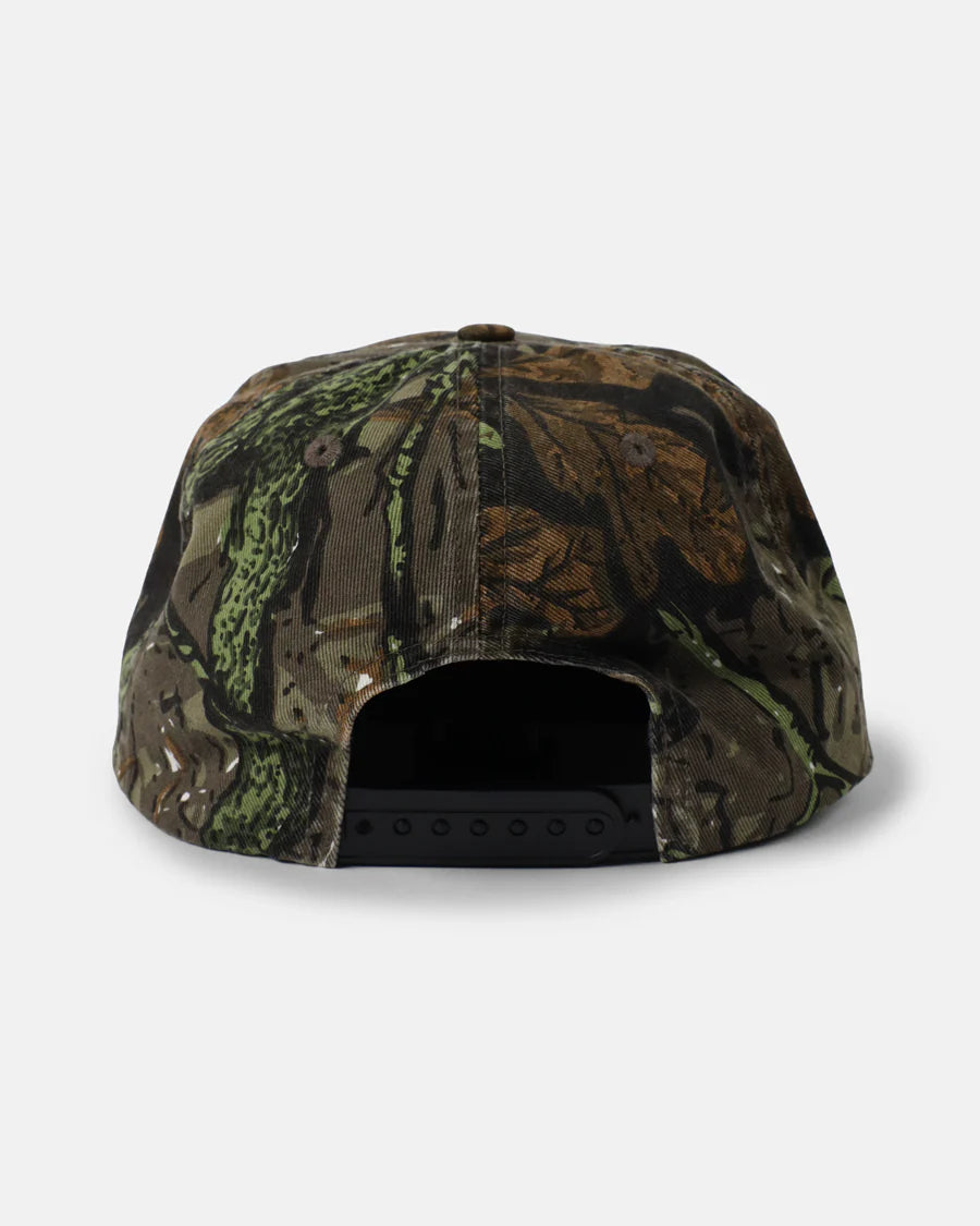 Thrasher Flame Distressed Camo Snapback Hat