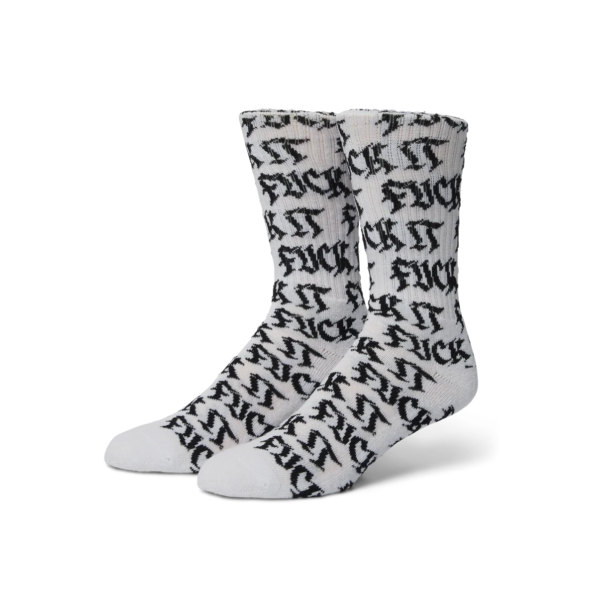 HUF Fuck It Old Style White Crew Sock