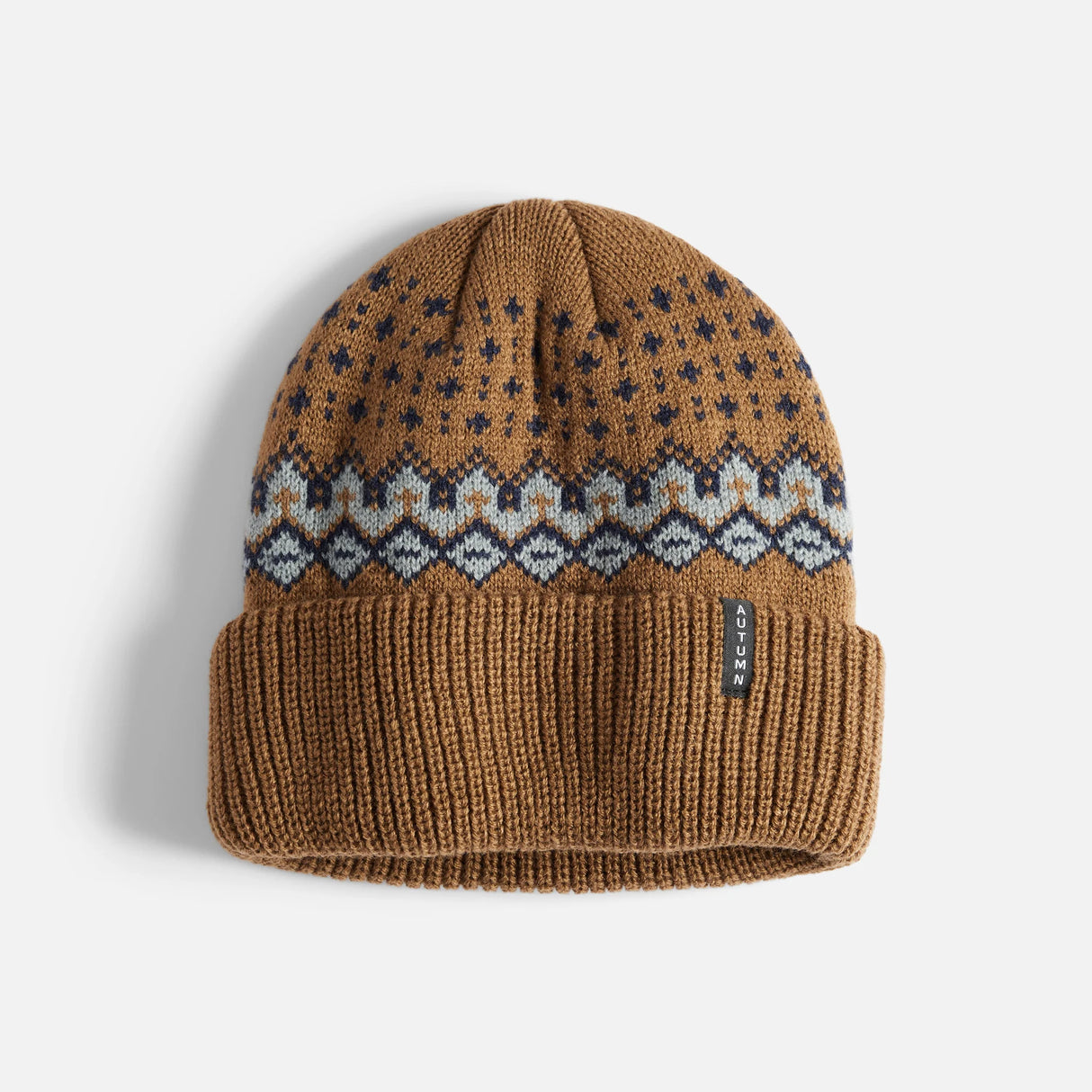 Autumn Fairisle Light Brown Beanie