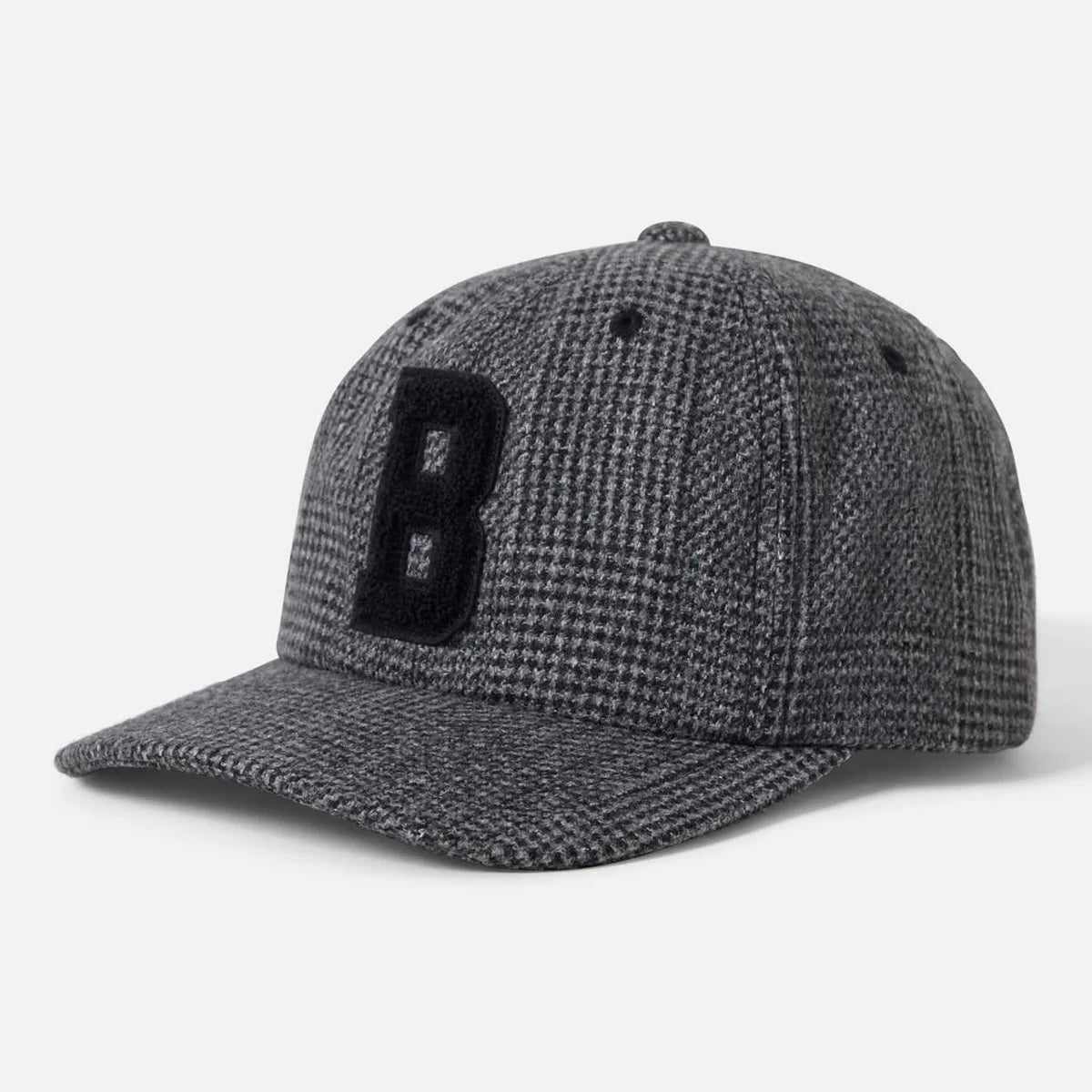 Brixton Big B Grey Shadow Plaid Medium Profile Snapback Hat