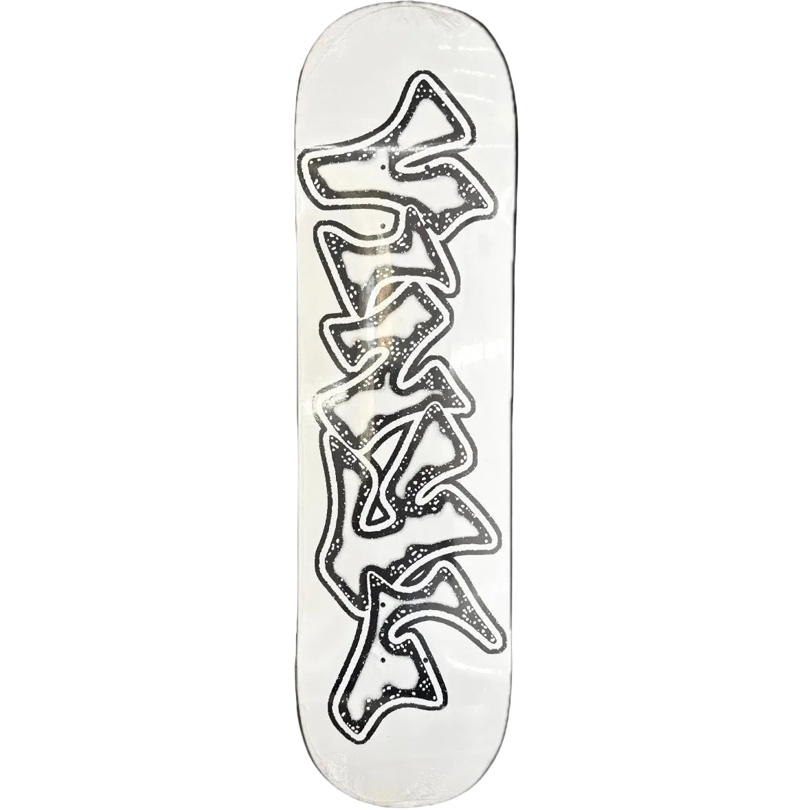 Vinyl Graffiti Logo White Skateboard Deck