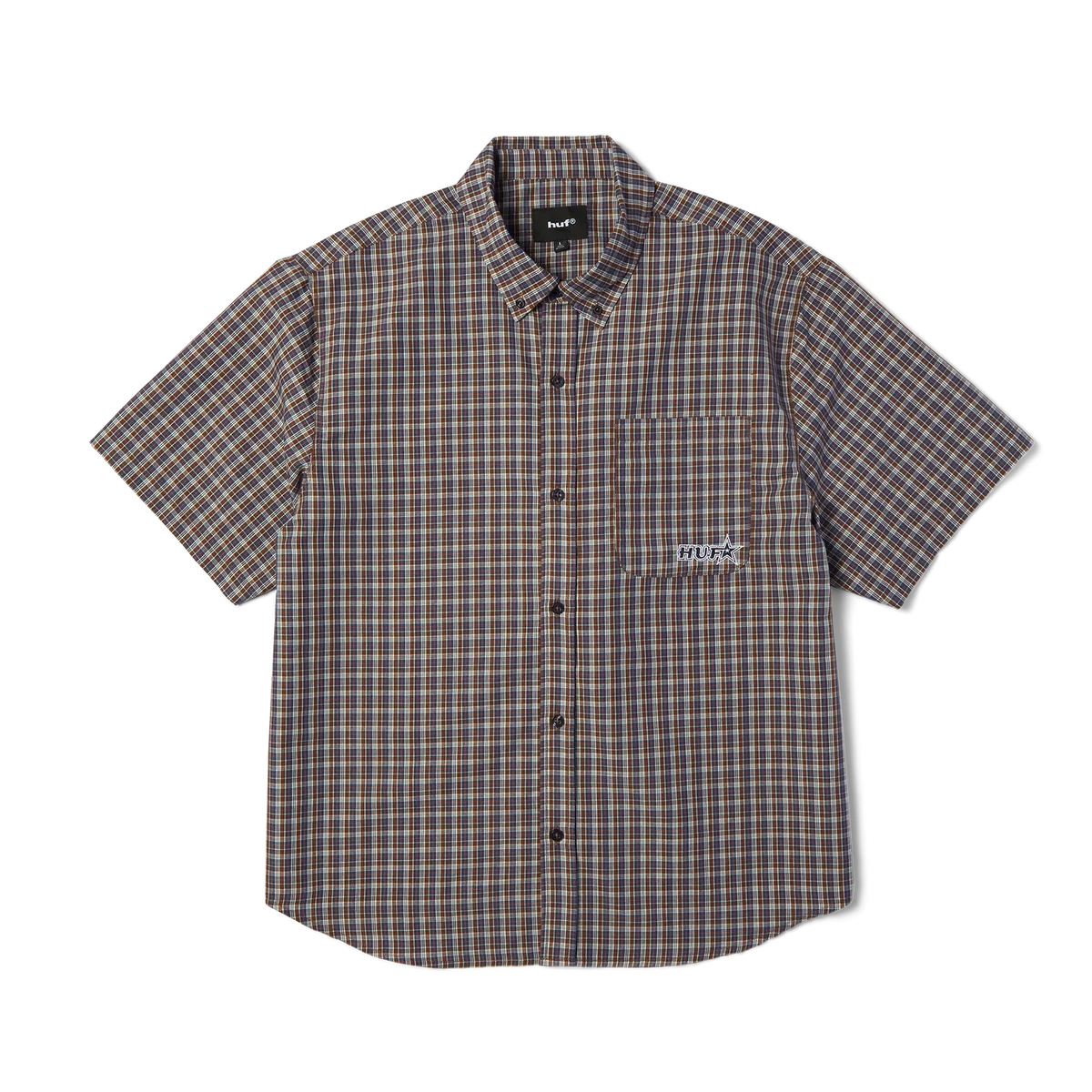 HUF Galaxy Plaid Dark Brown S/s Woven Shirt