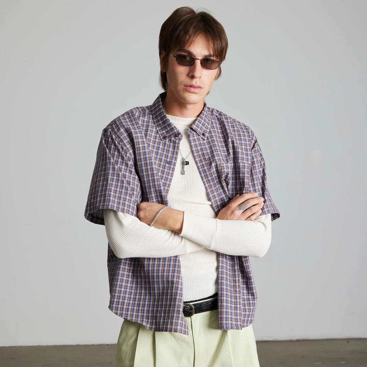 HUF Galaxy Plaid Dark Brown S/s Woven Shirt