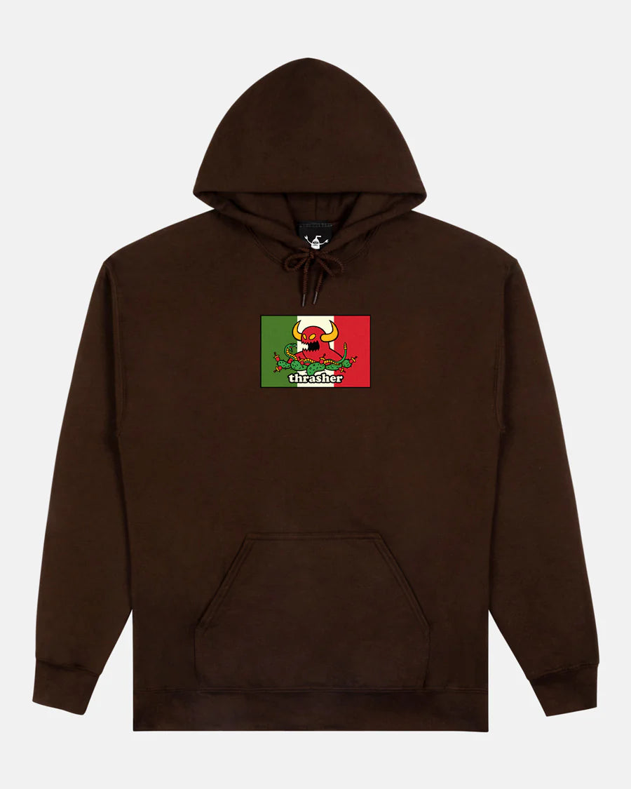 Thrasher X Toy Machine Hecho Dark Chocolate Hooded Sweatshirt