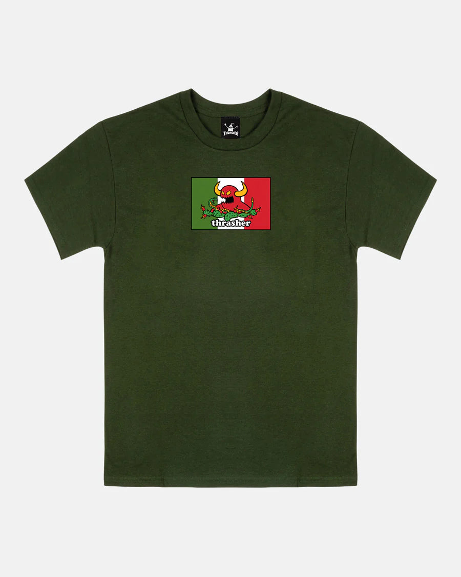 Thrasher X Toy Machine Hecho Forest Green S/s Shirt