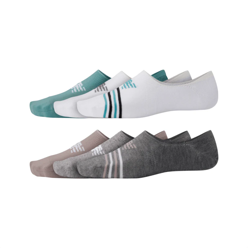 New Balance Ultra Low No Show Blue White Grey Multi 6 Pack Socks