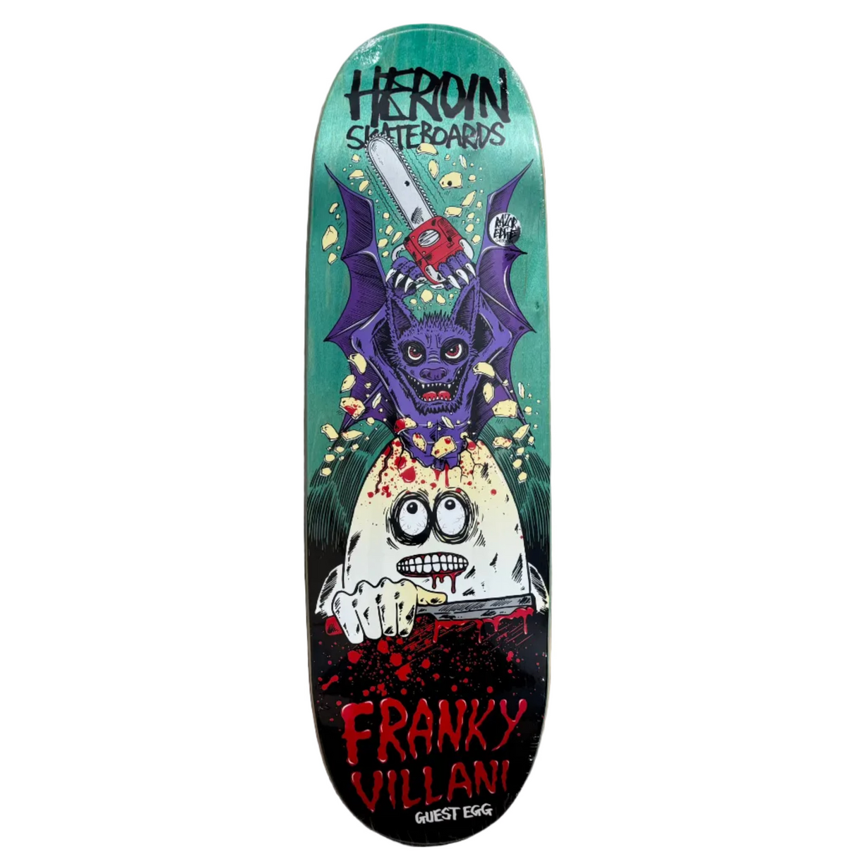 Heroin Franky Villani Guest 9.5" Egg Shaped Assorted Stain Skateboard Deck