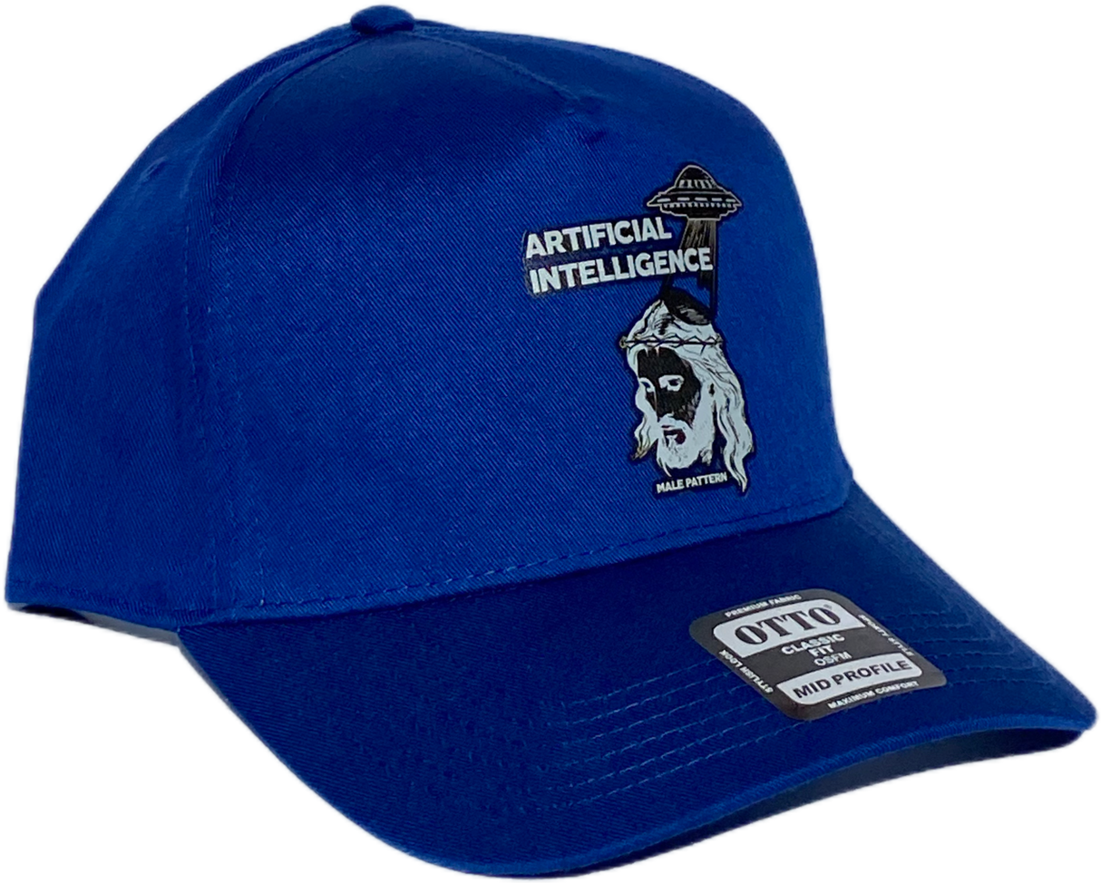 Male Pattern Artificial Intelligence Blue Trucker Hat