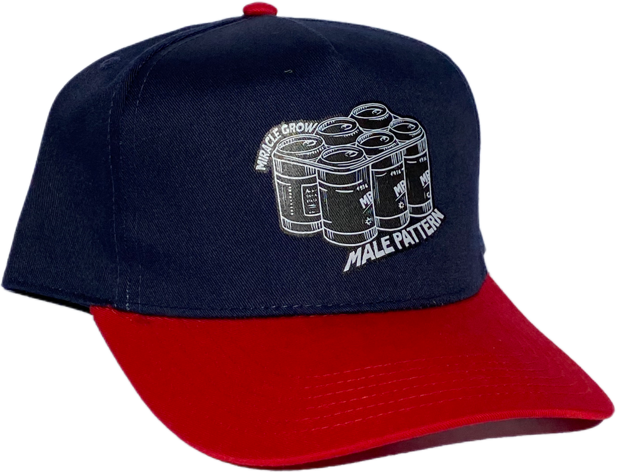 Male Pattern Miracle Grow Navy Red Trucker Hat