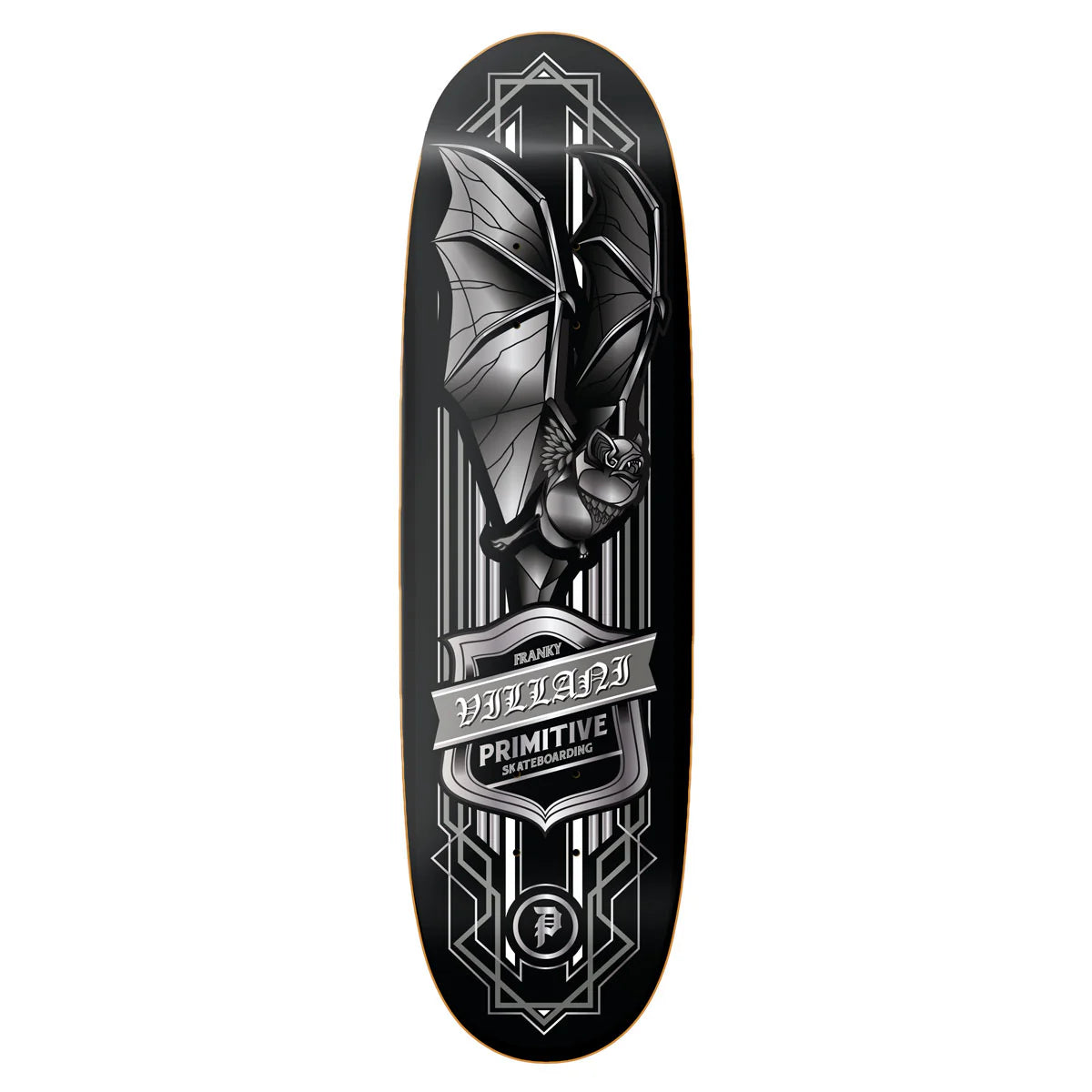 Primitive Franky Villani Bat Black 9.125" Egg Shaped Skateboard Deck