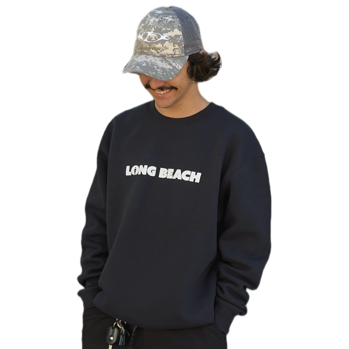 Girl x LB Skate “We OG Long Beach” Navy Crewneck Sweatshirt