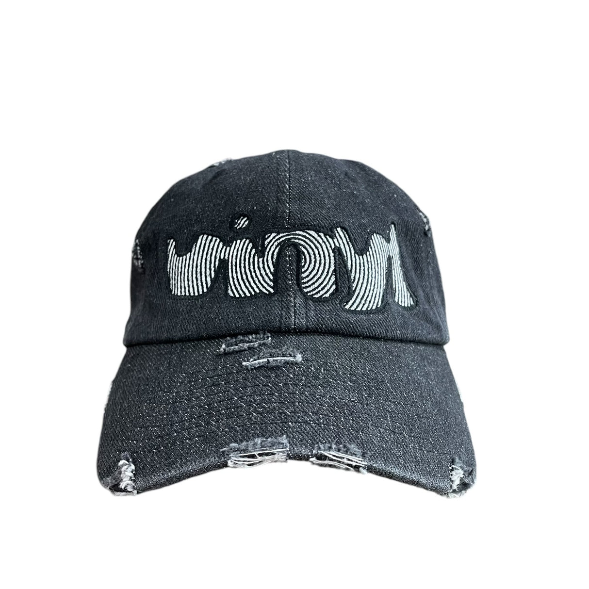 Vinyl Spiral Logo Black Denim Strapback Dad Hat