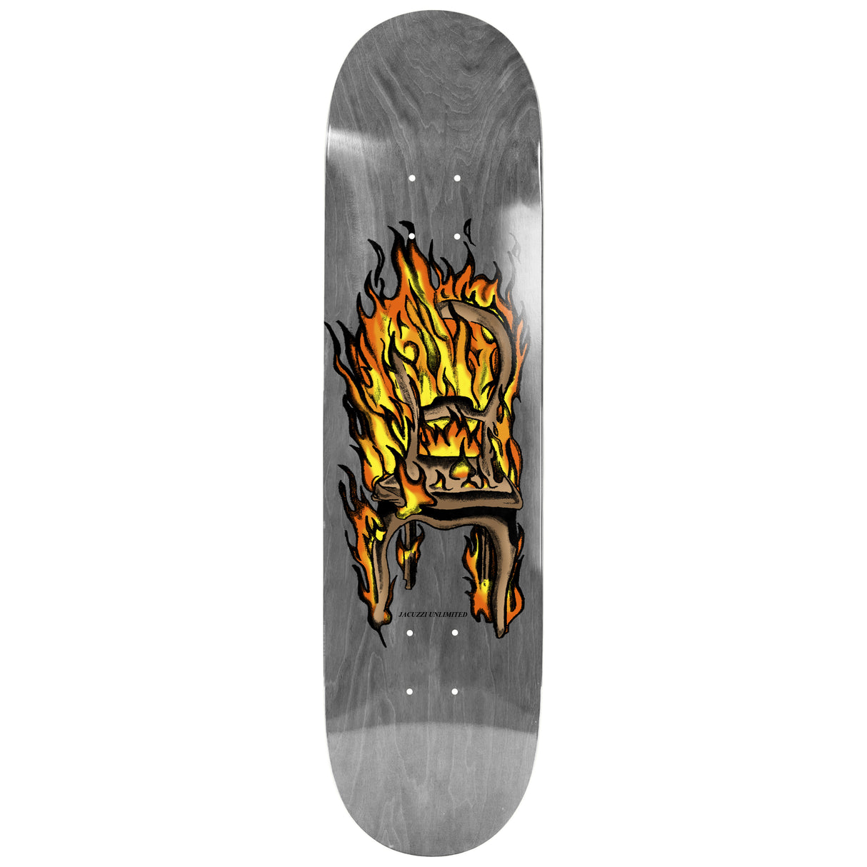 Jacuzzi Chair on Fire Twin Tail EX7 Grey 8.5" Skateboard Deck - 8.5"
