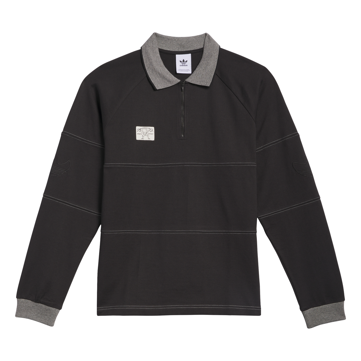 Adidas Skateboarding x Gonz Shmoofoil Black / Aluminum Heavyweight Rugby L/s Shirt