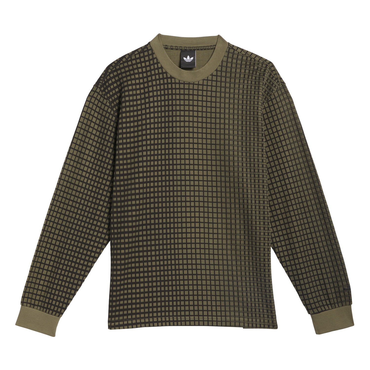 Adidas Skateboarding Waffle Knit Camo Olive Strata / Black Thermal L/s Shirt