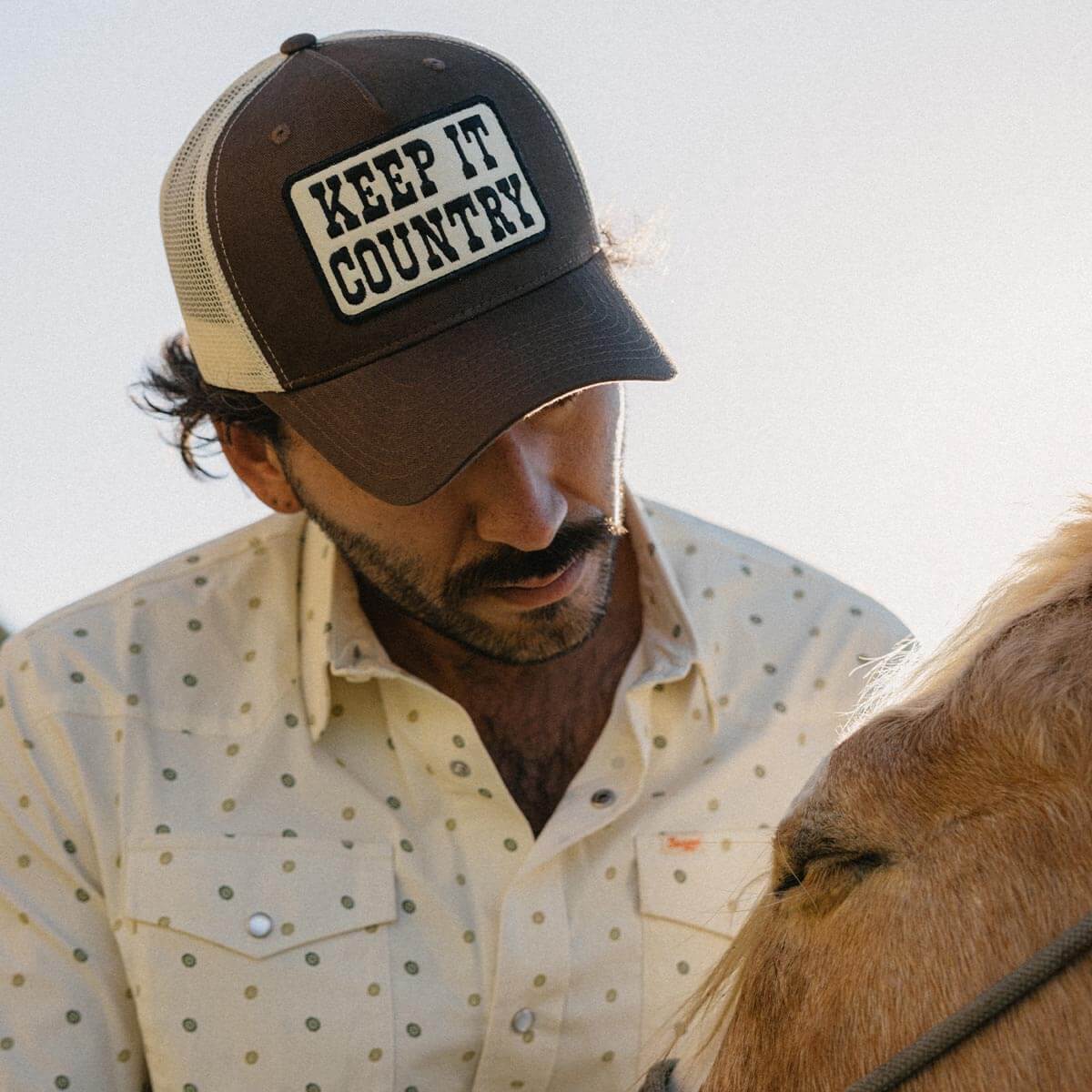 Seager Keep It Country Trucker Brown/Cream Snapback Hat