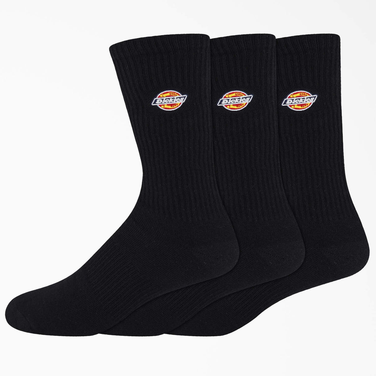 Dickies 3-Pack Black Embroidered Crew Socks