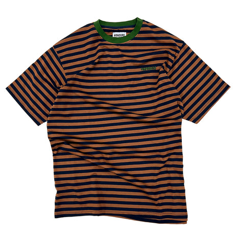 No Hours Leftovers Navy/Brown Striped S/s Shirt
